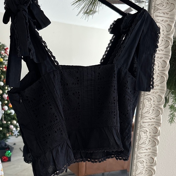FARM Rio Black Eyelet Ruffle Tank Top - Picture 5 of 5